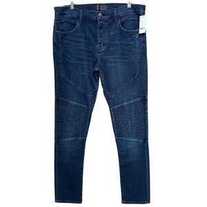 J Brand BEARDEN MOTO JEANS Men 36 Dark Blue Wash Skinny Fit Left Hand Twill NEW